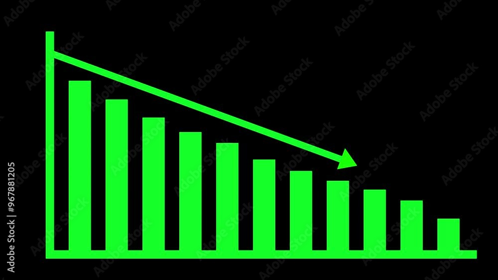 Down business graph icon animation on background. Down business graph icon animation on background.