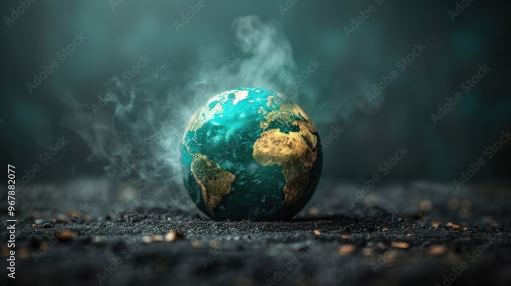 A globe with smoke coming out of it A globe with smoke coming out of it