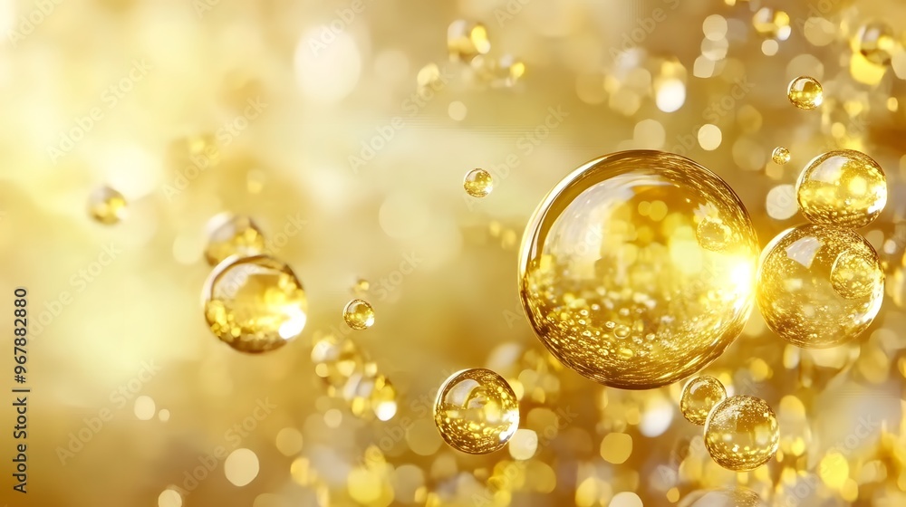 Golden Bubble Abstract Art for Cosmetics Promotion Golden Bubble Abstract Art for Cosmetics Promotion