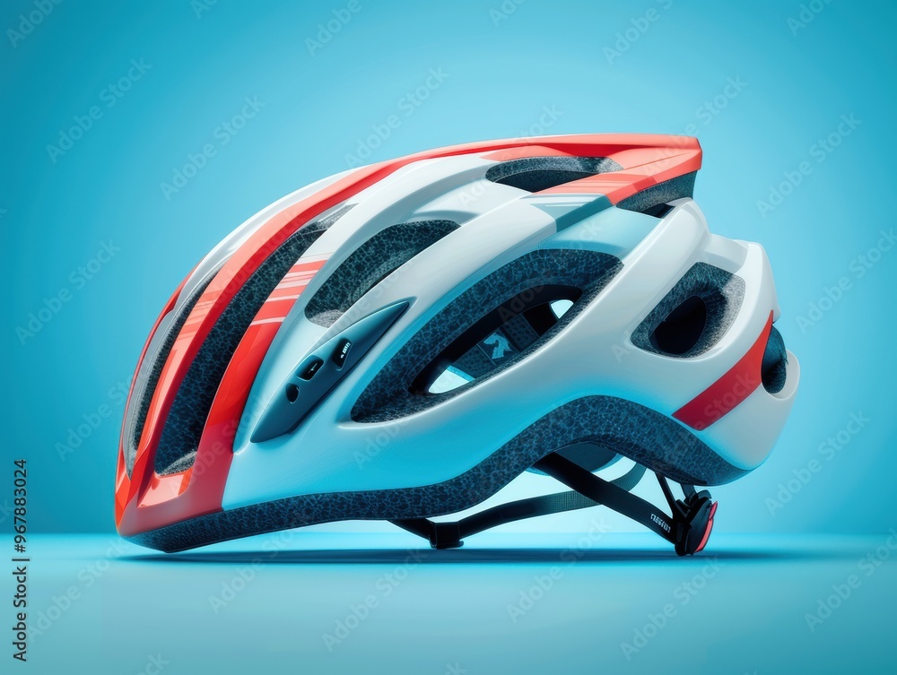 A helmet with a red stripe on it A helmet with a red stripe on it
