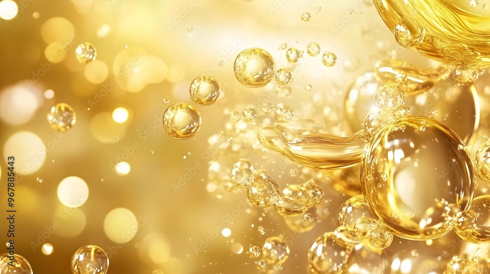 Golden Bubble Abstract Art for Cosmetics Promotion Golden Bubble Abstract Art for Cosmetics Promotion