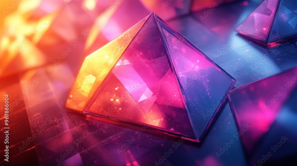 Photo of geometric shapes in bold neon colors, with sharp lines and glowing edges, futuristic design modern technology Photo of geometric shapes in bold neon colors, with sharp lines and glowing edges, futuristic design modern technology