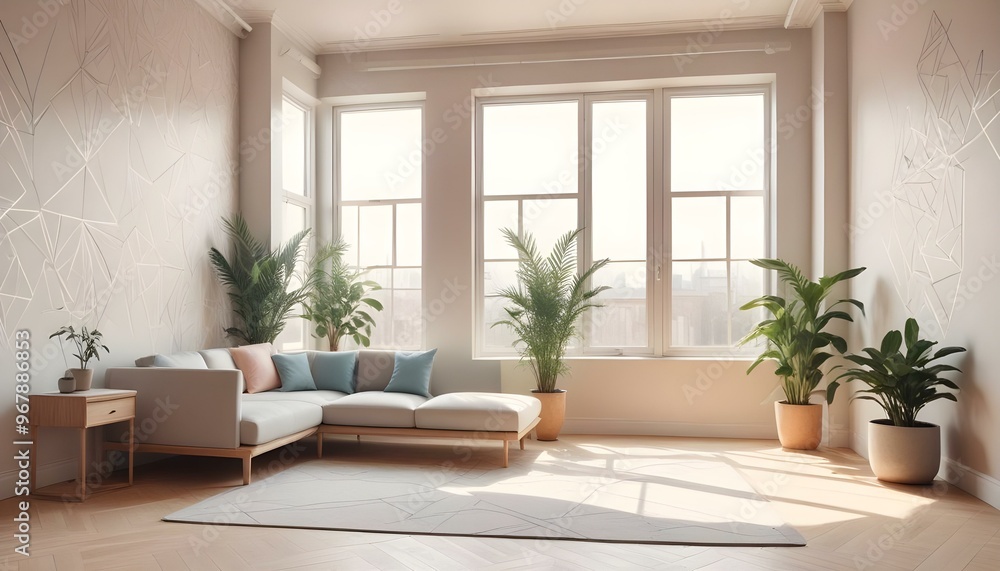 Photo interior modern design room 3d illustration; Photo interior modern design room 3d illustration;