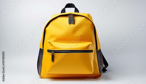 realistic yellow school bag white backgraund