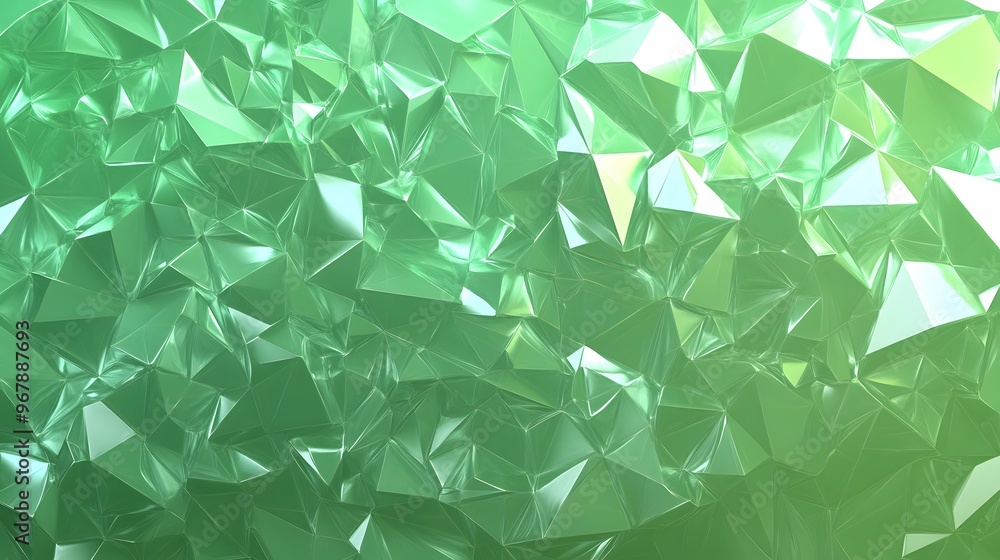 Green gradient background with low-poly geometric shapes Green gradient background with low-poly geometric shapes