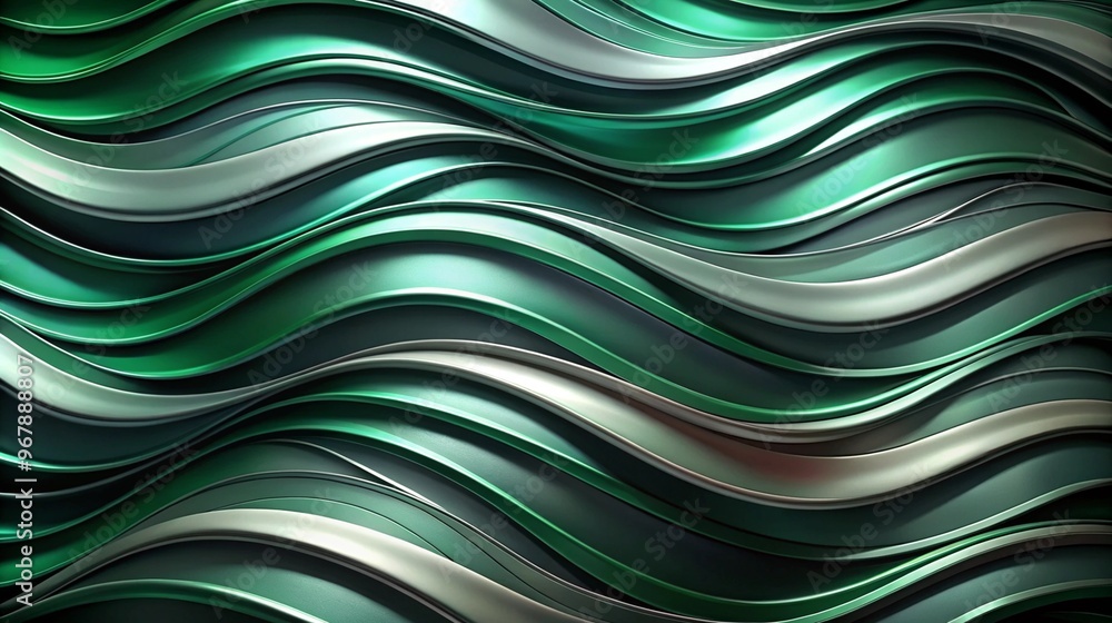 Dynamic green and metallic wave pattern intertwine abstract art design Evoking a sense of fluidity and movement It is perfect for modern interior decorations and contemporary spaces Dynamic green and metallic wave pattern intertwine abstract art design Evoking a sense of fluidity and movement It is perfect for modern interior decorations and contemporary spaces