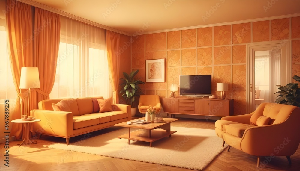 Fototapeta premium Photo interior modern design room 3d illustration;