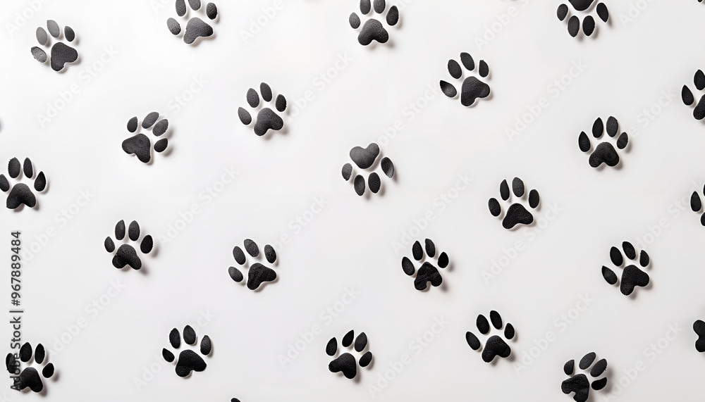 Dog paw prints on white background, pattern