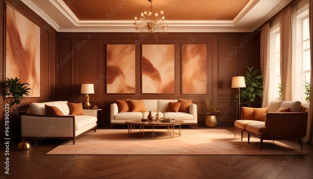 Photo interior modern design room 3d illustration; Photo interior modern design room 3d illustration;