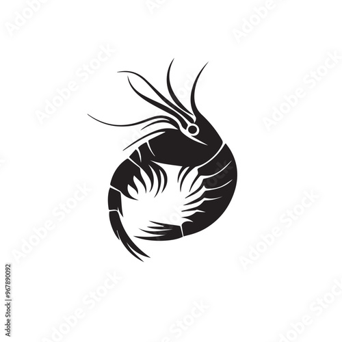 Shrimp in cartoon, doodle style . Image for t-shirt, web, mobile apps and ui. Isolated 2d vector illustration in logo, icon, sketch style, Eps 10, black and white. AI Generative