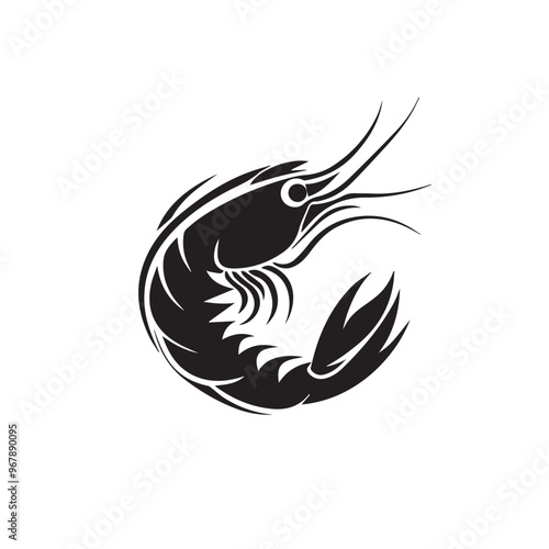 Shrimp in cartoon, doodle style . Image for t-shirt, web, mobile apps and ui. Isolated 2d vector illustration in logo, icon, sketch style, Eps 10, black and white. AI Generative