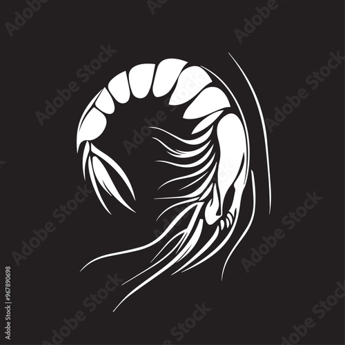 Shrimp in cartoon, doodle style . Image for t-shirt, web, mobile apps and ui. Isolated 2d vector illustration in logo, icon, sketch style, Eps 10, black and white. AI Generative