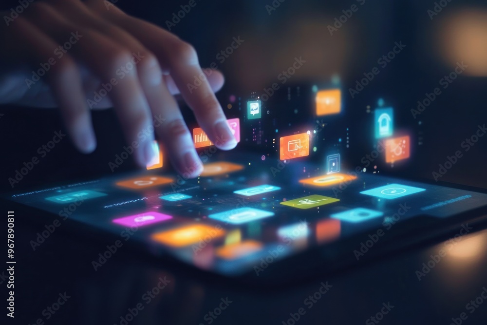 Interactive Interface: A Hand Interacting With a Digital Tablet Interactive Interface: A Hand Interacting With a Digital Tablet