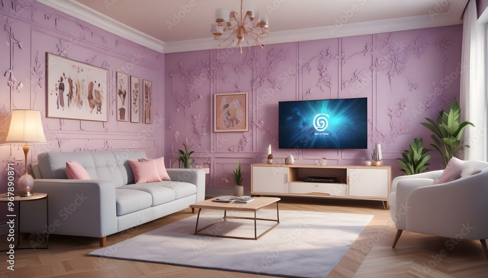 Photo interior modern design room 3d illustration; Photo interior modern design room 3d illustration;