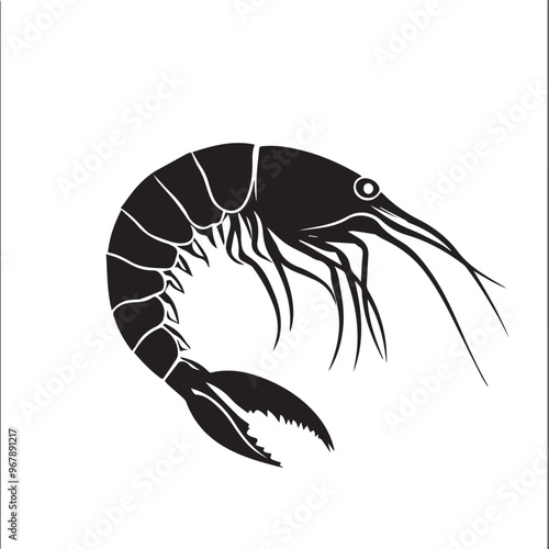 Shrimp in cartoon, doodle style . Image for t-shirt, web, mobile apps and ui. Isolated 2d vector illustration in logo, icon, sketch style, Eps 10, black and white. AI Generative