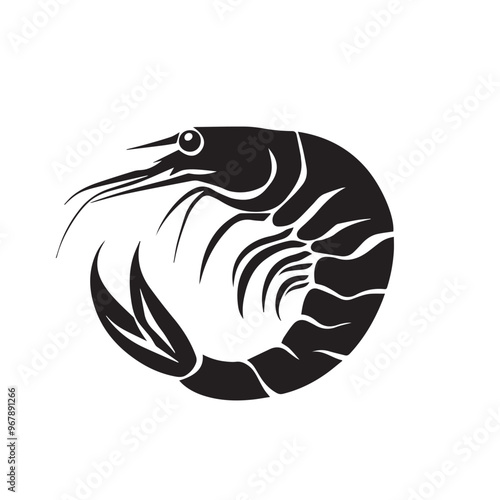 Shrimp in cartoon, doodle style . Image for t-shirt, web, mobile apps and ui. Isolated 2d vector illustration in logo, icon, sketch style, Eps 10, black and white. AI Generative