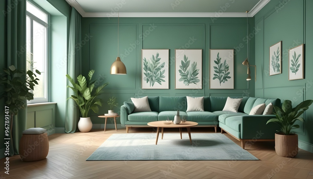 Fototapeta premium Photo interior modern design room 3d illustration;