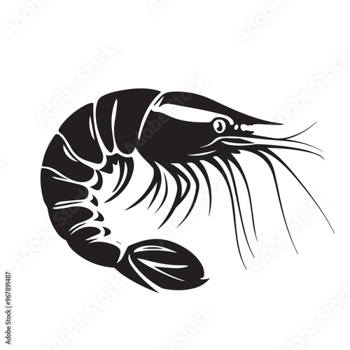 Shrimp in cartoon, doodle style . Image for t-shirt, web, mobile apps and ui. Isolated 2d vector illustration in logo, icon, sketch style, Eps 10, black and white. AI Generative