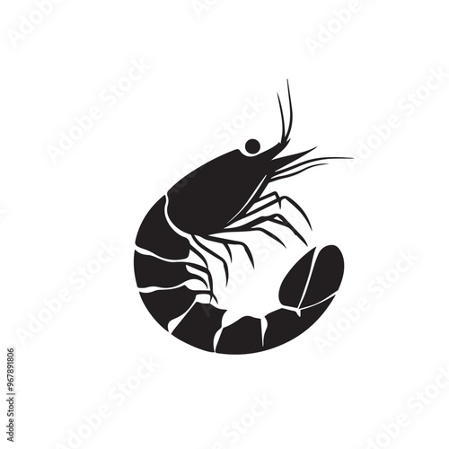 Shrimp in cartoon, doodle style . Image for t-shirt, web, mobile apps and ui. Isolated 2d vector illustration in logo, icon, sketch style, Eps 10, black and white. AI Generative