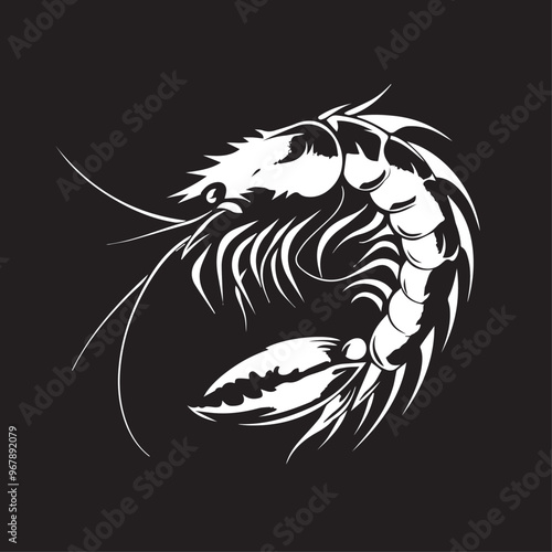 Shrimp in cartoon, doodle style . Image for t-shirt, web, mobile apps and ui. Isolated 2d vector illustration in logo, icon, sketch style, Eps 10, black and white. AI Generative