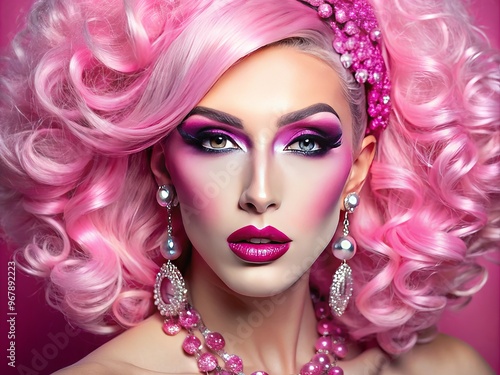 Pink drag makeup trends photo