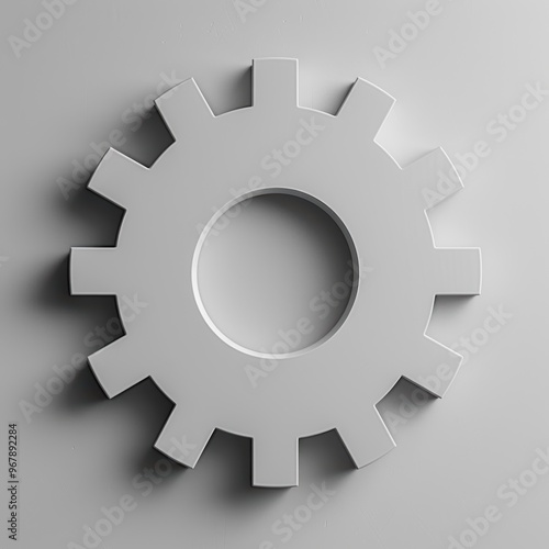 A white gear with a black hole in the middle