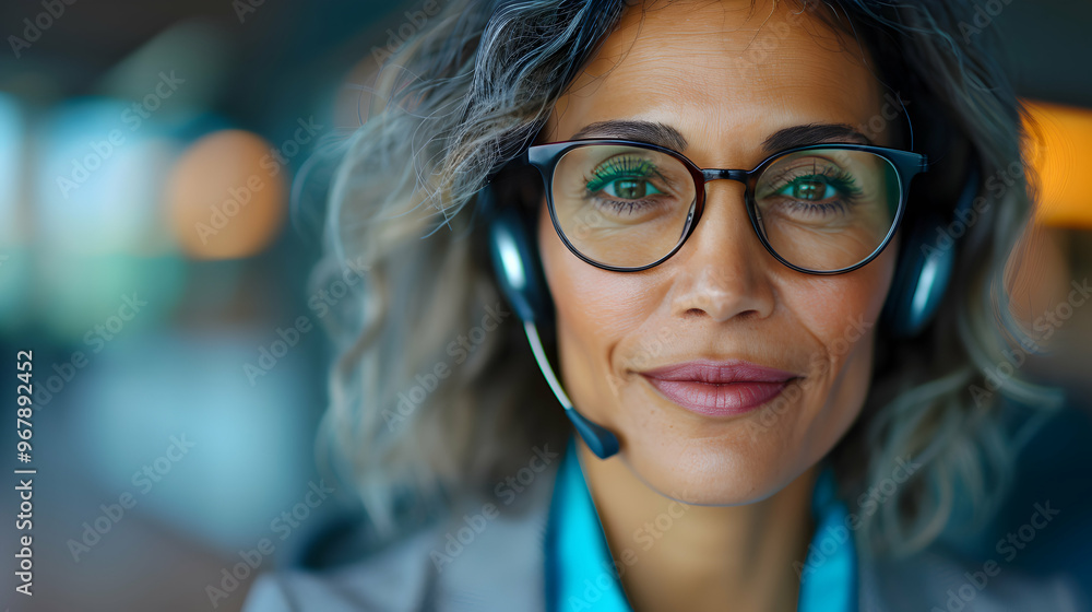 Smiling Middle Aged Female Support Service Employe Smiling Middle Aged Female Support Service Employe