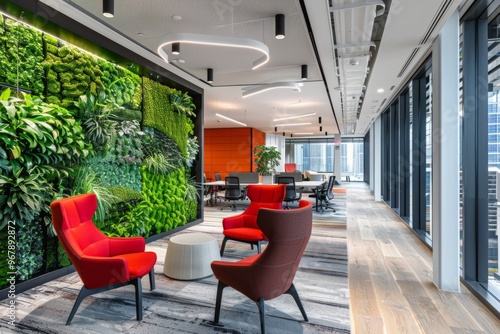 Biophilic design office spaces office interiors featuring living green walls and natural light