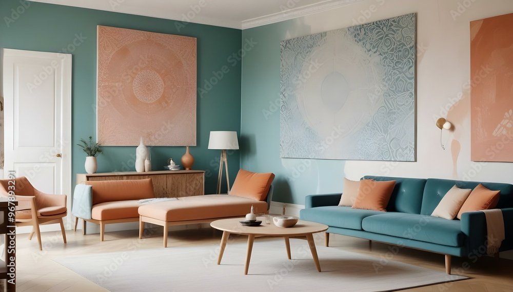 Fototapeta premium Photo interior modern design room 3d illustration;