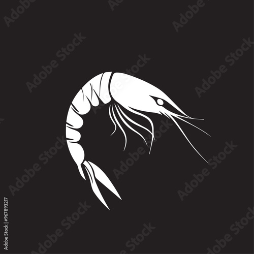 Shrimp in cartoon, doodle style . Image for t-shirt, web, mobile apps and ui. Isolated 2d vector illustration in logo, icon, sketch style, Eps 10, black and white. AI Generative