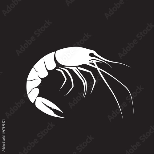 Shrimp in cartoon, doodle style . Image for t-shirt, web, mobile apps and ui. Isolated 2d vector illustration in logo, icon, sketch style, Eps 10, black and white. AI Generative