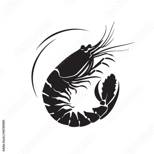 Shrimp in cartoon, doodle style . Image for t-shirt, web, mobile apps and ui. Isolated 2d vector illustration in logo, icon, sketch style, Eps 10, black and white. AI Generative