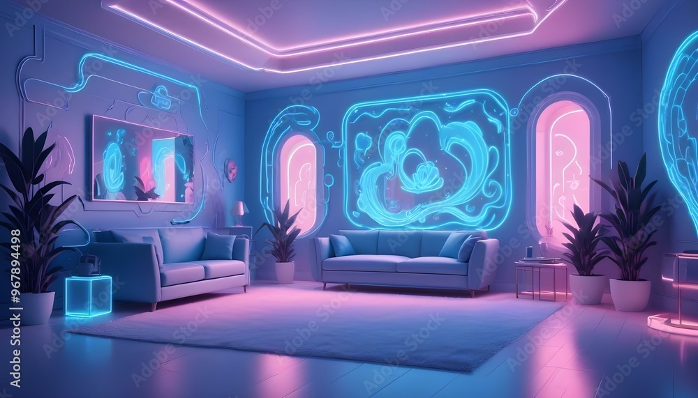 Photo interior modern design room 3d illustration; Photo interior modern design room 3d illustration;