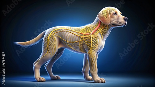 puppy nervous system anatomy brain spinal cord photo