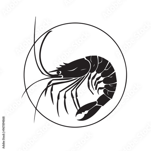 Shrimp in cartoon, doodle style . Image for t-shirt, web, mobile apps and ui. Isolated 2d vector illustration in logo, icon, sketch style, Eps 10, black and white. AI Generative