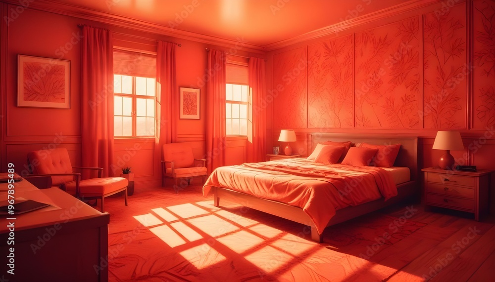 Fototapeta premium Photo interior modern design room 3d illustration;