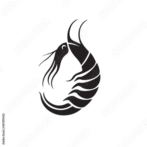 Shrimp in cartoon, doodle style . Image for t-shirt, web, mobile apps and ui. Isolated 2d vector illustration in logo, icon, sketch style, Eps 10, black and white. AI Generative