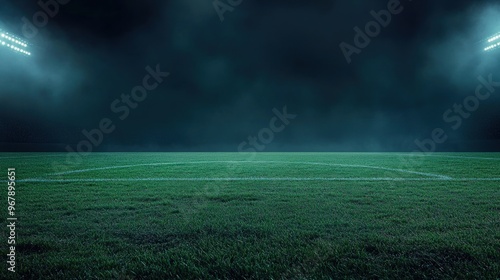 Night Football Field with Spotlights