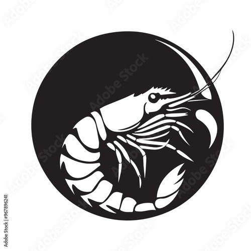 Shrimp in cartoon, doodle style . Image for t-shirt, web, mobile apps and ui. Isolated 2d vector illustration in logo, icon, sketch style, Eps 10, black and white. AI Generative