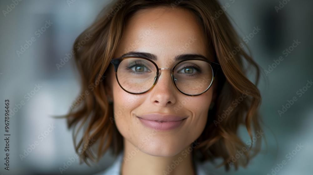Smiling Real Estate Agent Wearing Eyeglasses Smiling Real Estate Agent Wearing Eyeglasses