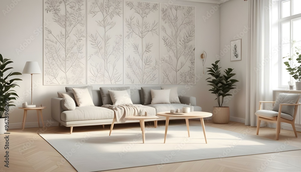 Photo interior modern design room 3d illustration; Photo interior modern design room 3d illustration;