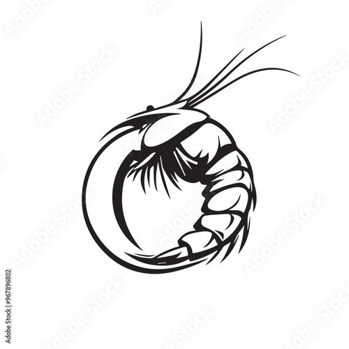 Shrimp in cartoon, doodle style . Image for t-shirt, web, mobile apps and ui. Isolated 2d vector illustration in logo, icon, sketch style, Eps 10, black and white. AI Generative