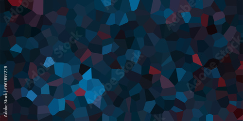 Dark Multicolor Broken Stained Glass Background with dark lines. Voronoi diagram background. Seamless pattern with 3d shapes vector Vintage Illustration background. Geometric Retro tiles pattern