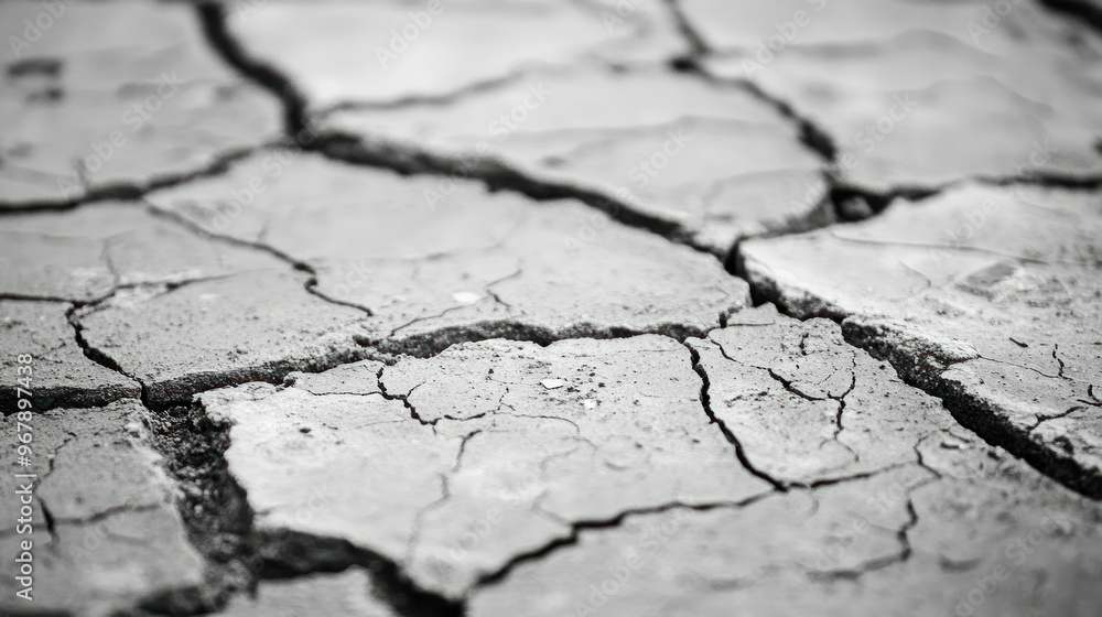 Obraz premium A close-up view of cracked, dry earth, highlighting environmental degradation.