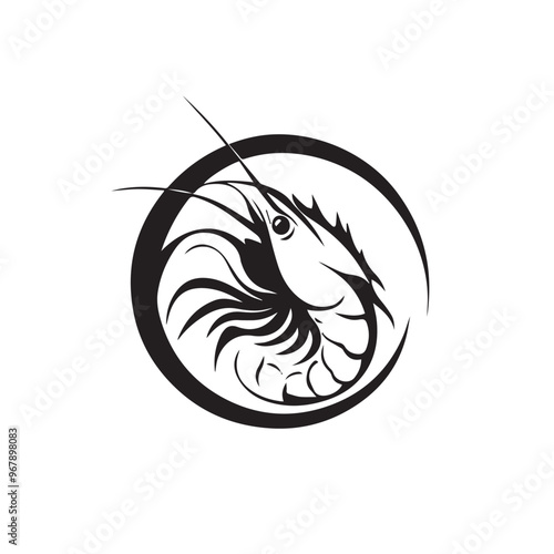 Shrimp in cartoon, doodle style . Image for t-shirt, web, mobile apps and ui. Isolated 2d vector illustration in logo, icon, sketch style, Eps 10, black and white. AI Generative