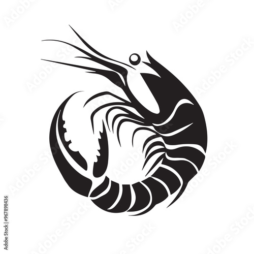 Shrimp in cartoon, doodle style . Image for t-shirt, web, mobile apps and ui. Isolated 2d vector illustration in logo, icon, sketch style, Eps 10, black and white. AI Generative