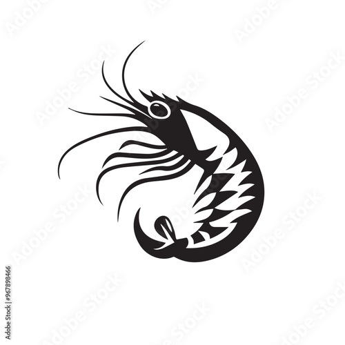 Shrimp in cartoon, doodle style . Image for t-shirt, web, mobile apps and ui. Isolated 2d vector illustration in logo, icon, sketch style, Eps 10, black and white. AI Generative