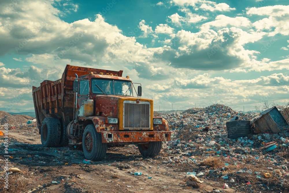 Fototapeta premium Waste landfill illustration created with Generative AI