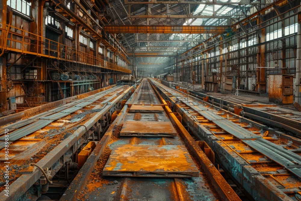 Fototapeta premium Metal roofing tile production line