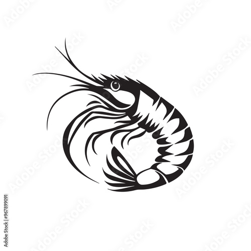 Shrimp in cartoon, doodle style . Image for t-shirt, web, mobile apps and ui. Isolated 2d vector illustration in logo, icon, sketch style, Eps 10, black and white. AI Generative